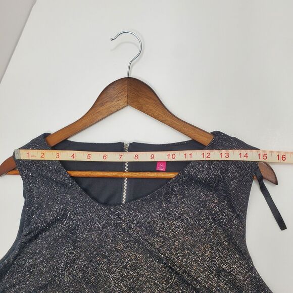 Vince Camuto Dress Women Medium Black Sequin Midi Sheath Lining with Sleeveless - Picture 4 of 13